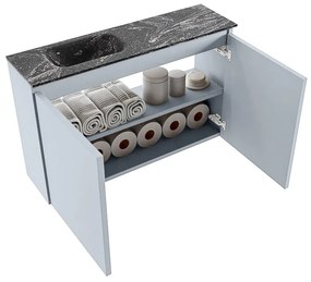 Mondiaz Ture DLux toiletmeubel 80cm clay met wastafel lava links zonder kraangat