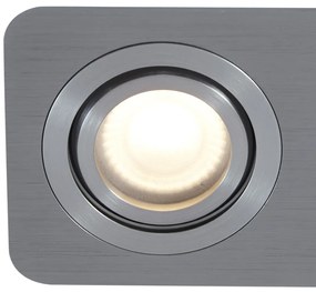 Buitenlamp Set van 6 afgeronde inbouwspots gunmetal GU10 50mm draai- en kantelbaar IP44 2-lichts - Alberto Modern GU10 IP44 Buitenverlichting Lamp