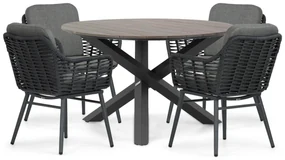 Tuinset Ronde Tuintafel 4 personen 125 cm Aluminium/rope Grijs  Coco Antoni/Ancona