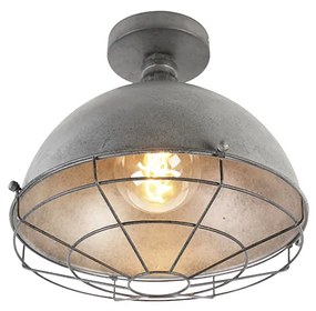 Industriële plafondlamp antiek zilver 32 cm - Course Industriele / Industrie / Industrial E27 rond Binnenverlichting Lamp