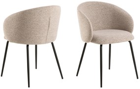 CLARA Beige Latte (stof Monza 60)/zwarte poten - MODERNE GESTOFFEERDE KUIPSTOEL VOOR WOONKAMER/EETKAMER/KANTOOR LOFT