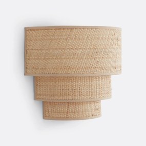 Drievoudige wandlamp in raffia, Dolkie