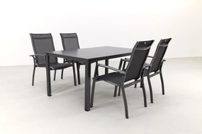 Kettler Legato Curve/Cubic 4-persoons stapelbare tuinset 160x95 cm. - Antraciet