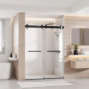 VEVOR Frameloze Douchedeur (1219 x 19330 mm / B x H), schuifdeur van 10 mm dik helder veiligheidsglas met onbreekbare nano-coating, douchedeur inclusief rail, afdichtingsstrip en montageset.