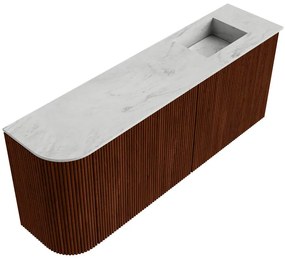 Mondiaz Joya DLux 100cm toiletmeubel ronding links ruby met wastafel faye rechts zonder kraangat opalo