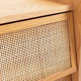 Nachtkastje van riet met 2 laden, Kaya