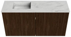 Mondiaz Joya DLux 80cm toiletmeubel walnut met wastafel faye links 1 kraangat opalo