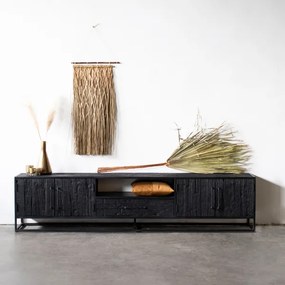 Tv-meubel Pure Black 200cm  - Mango hout/Metaal - Giga Meubel - Industrieel & robuust