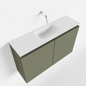 Mondiaz Ture 80cm toiletmeubel army met wastafel talc midden geen kraangat