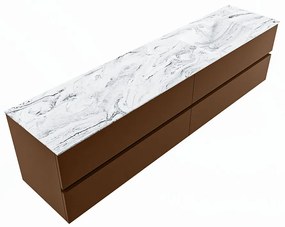 Mondiaz Vica DLux badmeubel 200cm rust 4 lades met wastafel glace rechts zonder kraangat