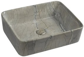 Sapho Dalma keramische waskom grijs marmer structuur 48x38x13cm