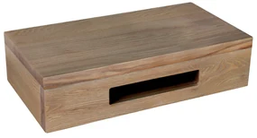 Saniclear Seba fonteinset met bruin eiken plank, grijze terrazzo waskom en chromen kraan voor in het toilet