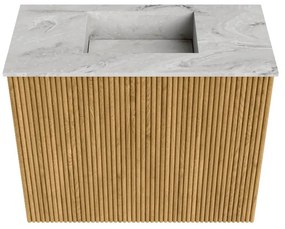 Mondiaz Joya DLux 50cm toiletmeubel oak met wastafel faye midden zonder kraangat glace