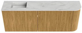 Mondiaz Joya DLux 110cm toiletmeubel ronding rechts oak met wastafel faye links 1 kraangat opalo