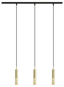 Modern railsysteem zwart met 3 hanglampen goud met amber glas 1-fase - Slimline Loyce Modern G9 Binnenverlichting Lamp