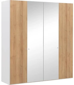 Goossens Kledingkast Easy Storage Ddk, Kledingkast 203 cm breed, 220 cm hoog, 2x draaideur en 2x spiegel draaideur midden