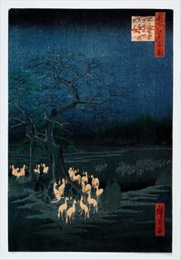 Kunstreproductie New Years Eve Foxfire, Utagawa Hiroshige