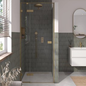 Saqu Parro Douchedeur 90x210 cm Geborsteld Messing Helder Glas