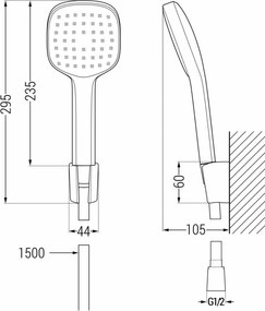 Mexen R-33 punthoek doucheset, chroom/wit - 785335052-02