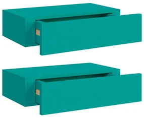 vidaXL Wandschappen 2 st met lade 40x23,5x10 cm MDF blauw