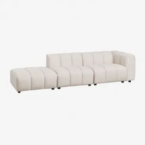 2-delige Modulaire Hoekbank Met Poef Rechts In Eliot Bouclé Stof Crèmebeige Boucléstof - Sklum