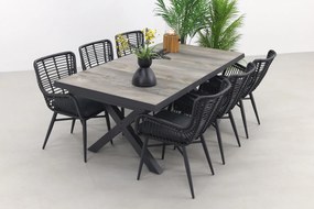 Jasmine Black/Ottowa 6-persoons dining tuinset 205-265x100 cm. - Houtlook