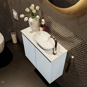 Mondiaz Fowy toiletmeubel 60cm clay met lichtgrijze waskom rechts en kraangat