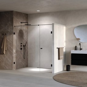 Brauer Void Carving profielloze nisdeur 200cm met draaideur 70cm aan muur zwart mat