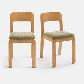 Set van 2 massief eiken gestoffeerde stoelen Talet