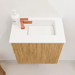 Mondiaz Joya 40cm toiletmeubel oak met wastafel faye rechts 1 kraangat talc