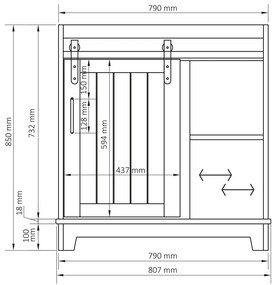 Differnz Country slide onderkast 80 cm wit