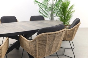 Taste Belmond naturel/Silva houtlook 240x115 cm. ovale tuinset - 7-delig