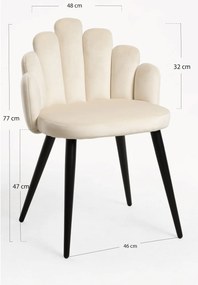 Set van 4 Hand stoelen met zwarte fluwelen poten