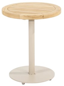 4 Seasons Outdoor Volta bijzettafel latte met teak blad Ø 45 cm (H 55 cm)  Bijzettafel    beige weerbestendig