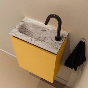 Mondiaz Ture DLux toiletmeubel 40cm ocher met wastafel glace links met kraangat