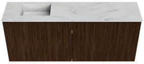 Mondiaz Joya DLux 100cm toiletmeubel walnut met wastafel faye links 1 kraangat opalo
