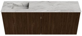 Mondiaz Joya DLux 100cm toiletmeubel walnut met wastafel faye links 1 kraangat glace