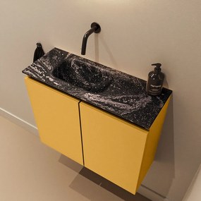 Mondiaz Ture DLux toiletmeubel 60cm ocher met wastafel lava links zonder kraangat