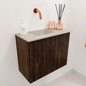 Mondiaz Joya DLux 50cm toiletmeubel walnut met wastafel faye links zonder kraangat opalo