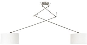 Smart hanglamp met dimmer staal met kap 35 cm wit incl. 2 Wifi A60 - Blitz Modern E27 rond Binnenverlichting Lamp