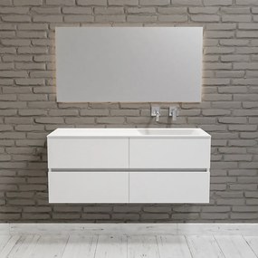 Zaro Valencia Solid Surface badmeubel 120cm mat wit zonder kraangat spoelbak rechts 4 lades