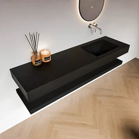 Zaro Alan badmeubel 160cm met planchet urban en vrijhangende wastafel cloud rechts zonder kraangat urban