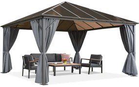 Milos tuinhuisje 4x4m met gordijnen Garden Point grijs