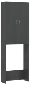 vidaXL Wasmachinekast 64x25,5x190 cm hoogglans grijs