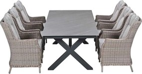 Garden Impressions Marbella tuinset 7-delig vin. willow - Sintra tuintafel 240x100 cm