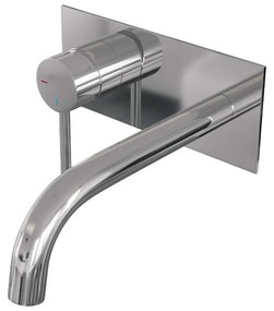 Brauer Chrome Edition ColdStart wastafelkraan inbouw gebogen uitloop met achterplaat model A2 chroom