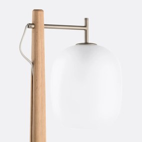 Vloerlamp in eik, metaal en mat glas, Navida