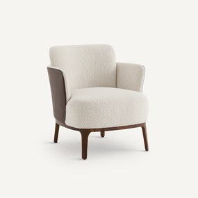 Fauteuil met notenhouten poten en twee stoffen, Jabote