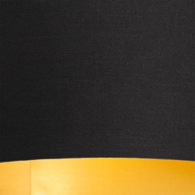 Stoffen Plafondlamp zwart met gouden binnenkant 3-lichts - Multidrum Modern E27 rond Binnenverlichting Lamp