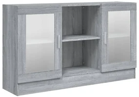vidaXL Vitrinekast 120x30,5x70 cm bewerkt hout grijs sonoma eiken